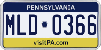 PA license plate MLD0366