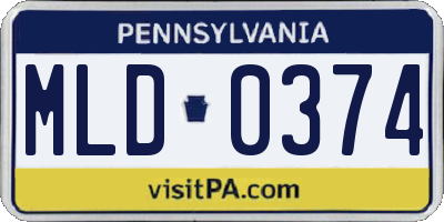 PA license plate MLD0374