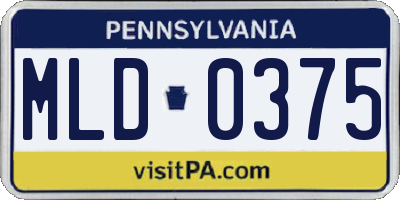 PA license plate MLD0375