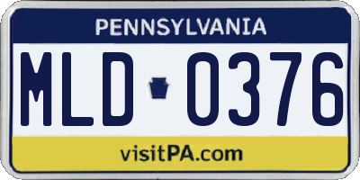 PA license plate MLD0376