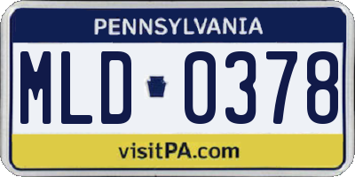 PA license plate MLD0378