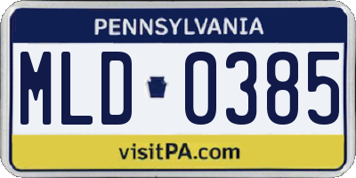 PA license plate MLD0385