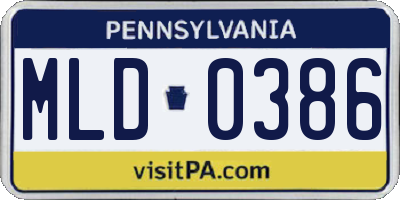 PA license plate MLD0386