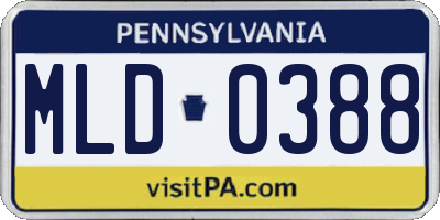 PA license plate MLD0388