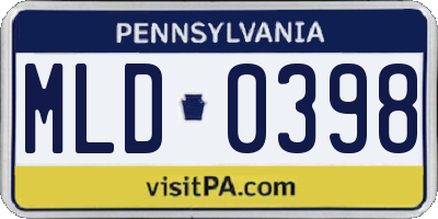 PA license plate MLD0398