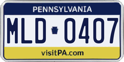 PA license plate MLD0407