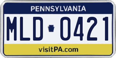PA license plate MLD0421