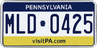 PA license plate MLD0425