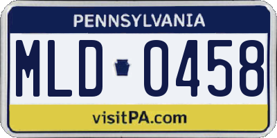 PA license plate MLD0458