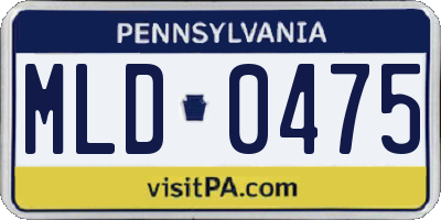 PA license plate MLD0475
