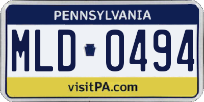 PA license plate MLD0494