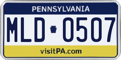 PA license plate MLD0507