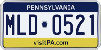 PA license plate MLD0521