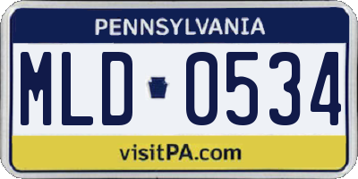 PA license plate MLD0534