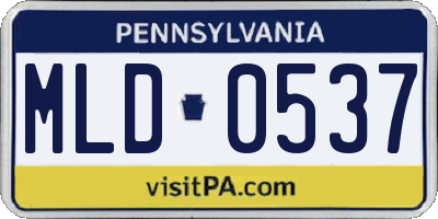 PA license plate MLD0537