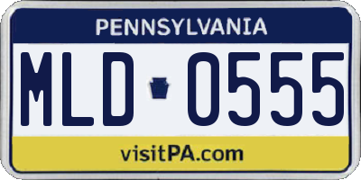 PA license plate MLD0555