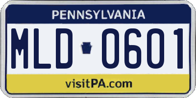PA license plate MLD0601
