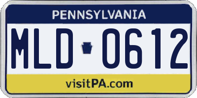 PA license plate MLD0612
