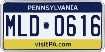 PA license plate MLD0616