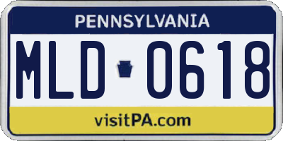 PA license plate MLD0618