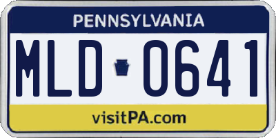 PA license plate MLD0641