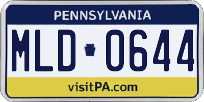 PA license plate MLD0644