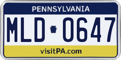 PA license plate MLD0647