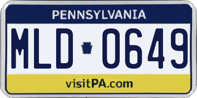 PA license plate MLD0649