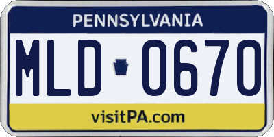 PA license plate MLD0670