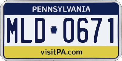 PA license plate MLD0671