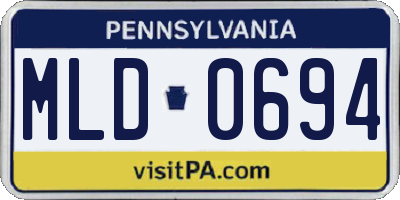 PA license plate MLD0694