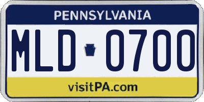 PA license plate MLD0700