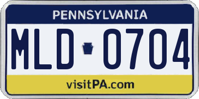 PA license plate MLD0704