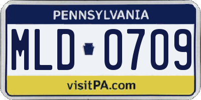 PA license plate MLD0709