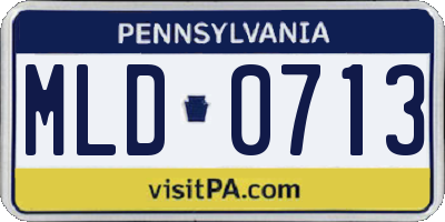 PA license plate MLD0713