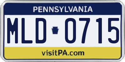 PA license plate MLD0715