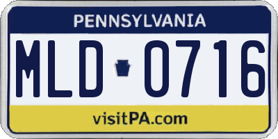 PA license plate MLD0716