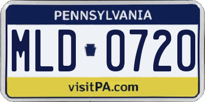 PA license plate MLD0720