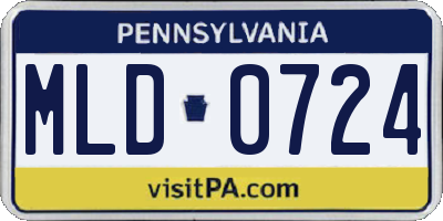 PA license plate MLD0724