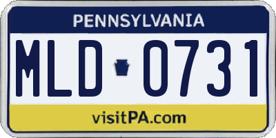 PA license plate MLD0731