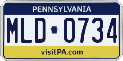 PA license plate MLD0734