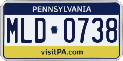 PA license plate MLD0738
