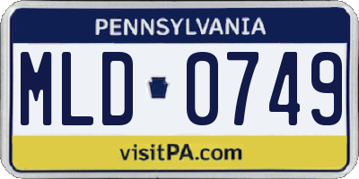 PA license plate MLD0749