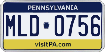 PA license plate MLD0756