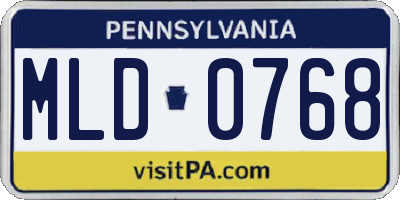 PA license plate MLD0768