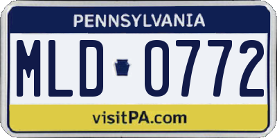 PA license plate MLD0772