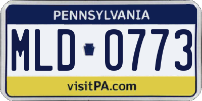 PA license plate MLD0773