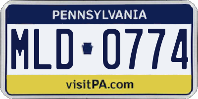 PA license plate MLD0774