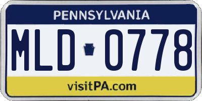 PA license plate MLD0778