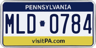 PA license plate MLD0784